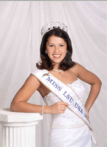 Ms. LSU 2002, Courtney Tatman poses in her crown and sash