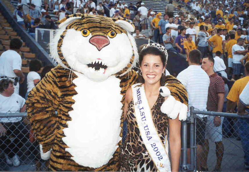 Ms. LSU-USA 2002 on field in Tiger Stadium